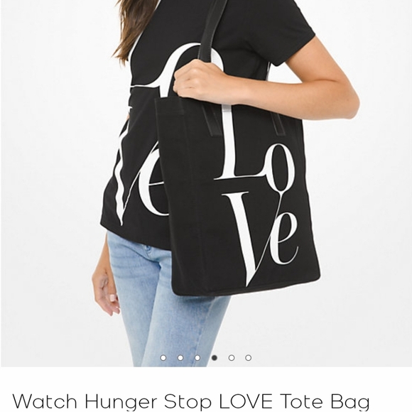 Michael Kors Watch Hunger Stop LOVE Tote bag Canvas black - Picture 1 of 15